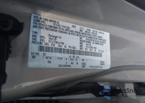 2016 Ford Focus Se from USA, damaged, VIN 1FADP3F23GL252265